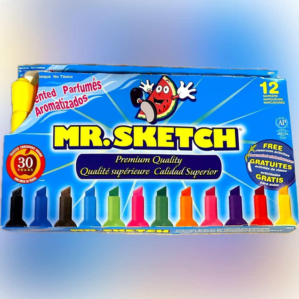VTG MR SKETCH MARKERS SET—9 of 12 UNTESTED PERFUMED DRAW ART COLOR CRFT CREATE
